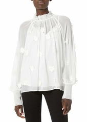 French Connection womens Aziza Lace Long Sleeve Top Blouse   US