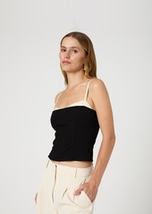 French Connection Women's Azra Corset-Strap Twill Top - Blackout/Classic Cream