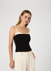 French Connection Women's Azra Corset-Strap Twill Top - Blackout/Classic Cream