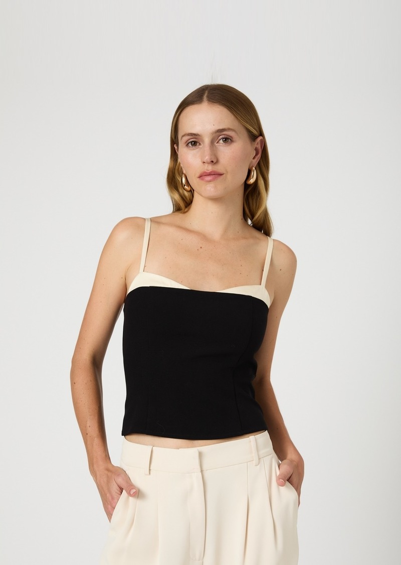 French Connection Women's Azra Corset-Strap Twill Top - Blackout/Classic Cream