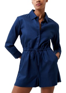 French Connection Women's Bodie 3/4-Sleeve Drawstring-Waist Romper - Midnight Blue