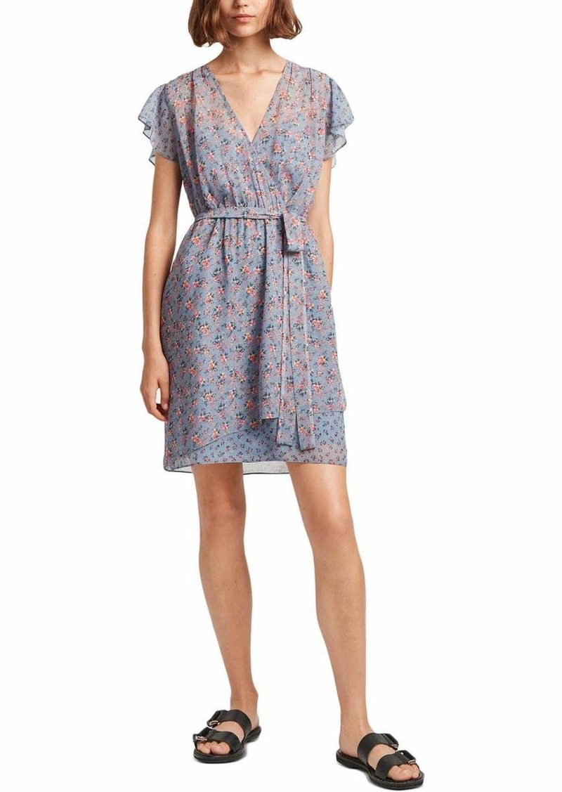 French Connection Women's Printed Tie Short Mini Dresses Celestial