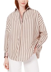 French Connection Women's Cotton Mix Stripe Pop Over Shirt  S