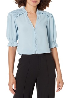 French Connection womens Crepe Light Cropped Top Button Down Shirt   US
