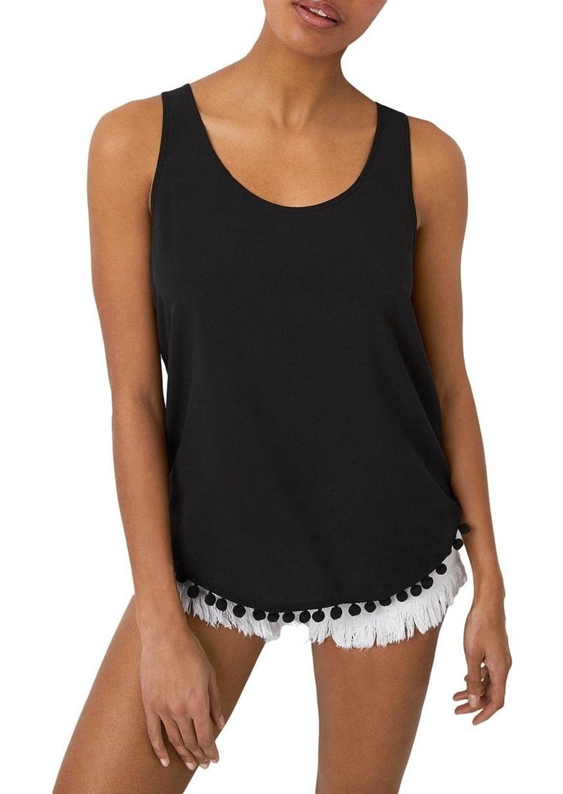 French Connection Women's Crepe Light POM TOP BLACK XS