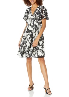 French Connection Women's Crepe Light Woven Dress Black/Classic Cream