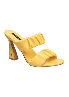 French Connection Women's Crystal Ruched Heel Sandals - Yellow