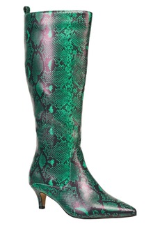 French Connection Women's Darcy Kitten Heel Knee High Boots - Green Snake