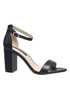 French Connection Women's Dream Block Heel Sandals - Black- Faux Leather