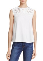 French Connection Women's Ekon Embellished Lace Jersey Top  M