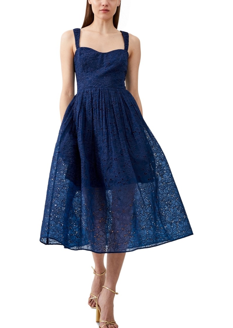 French Connection Women's Embroidered Lace Sleeveless Dress - Midnight Blue