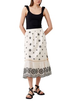 French Connection Women's Embroidered Midi Skirt - Classic Cream