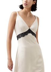 French Connection Women's Ennis Satin Lace-Trim Dress - Classic Cream