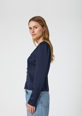 French Connection Women's Ennis Satin Long-Sleeve Blouse - Marine/Black