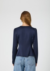 French Connection Women's Ennis Satin Long-Sleeve Blouse - Marine/Black