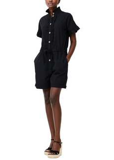 French Connection Women's Era Poplin Short-Sleeve Romper - Blackout