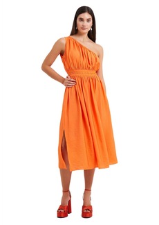 French Connection Womens Party Midi Fit & Flare Dress Orange