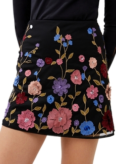 French Connection Women's Floral Embroidered Mesh Mini Skirt - Black Multi