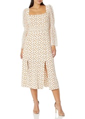 French Connection Women's Francine Callie Drape Smock Midi Dress clotted Cream Mulit XL