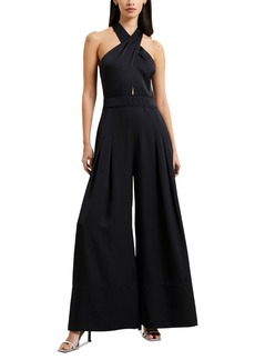 French Connection Women's Harlow Satin Crossover Jumpsuit - Black