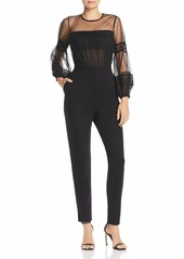 French Connection Women's Lace and Sheer Fitted Straight Leg Jumpsuit
