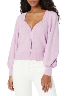 French Connection Womens Square Neck Knit Cardigan Sweater Purple L