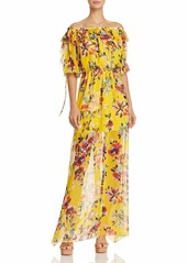 French Connection Women's LINOSA Crinkle Off The Shoulder Floral Maxi Dress