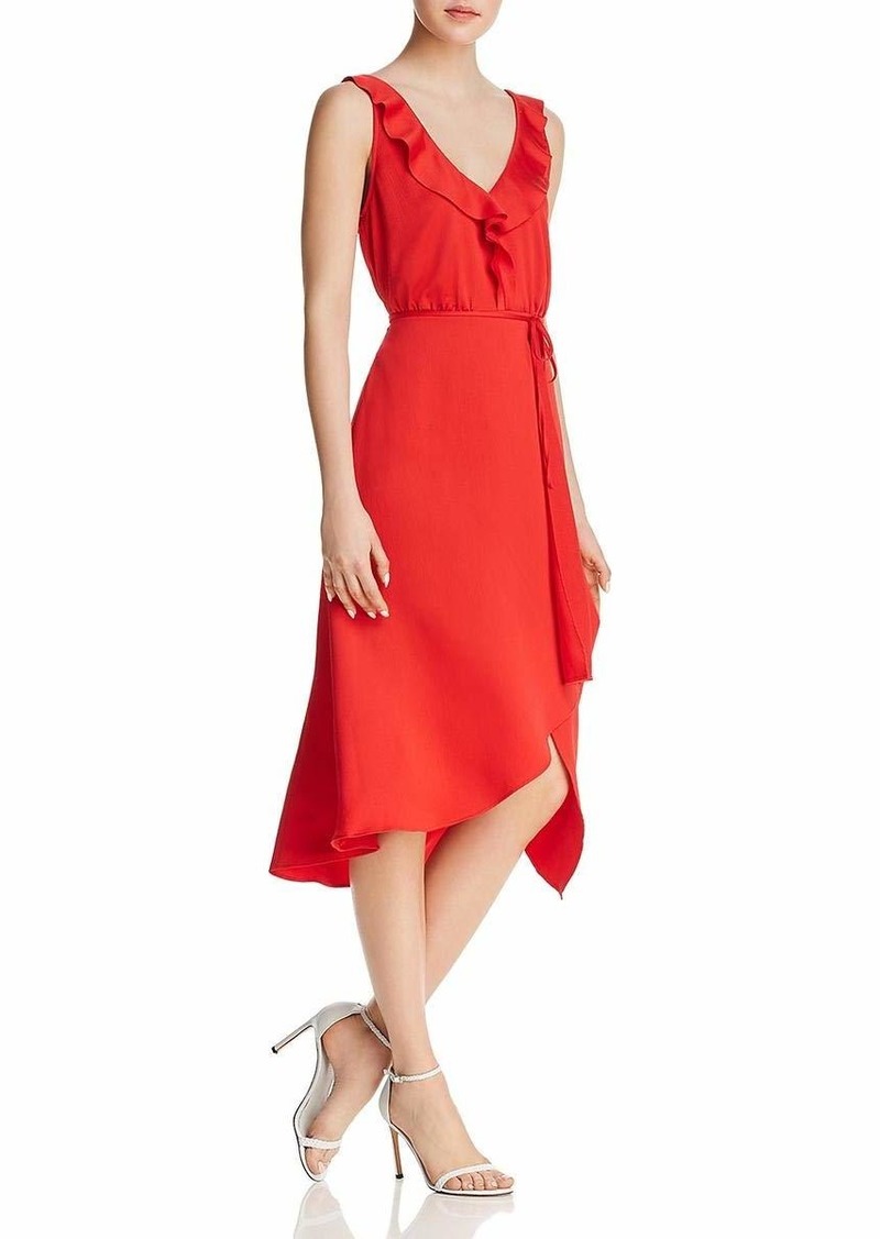 French Connection Women's Maudie Drape Frill Sleeveless Dress Shanghai red