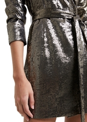French Connection Women's Metallic Long-Sleeve Wrap Dress - Metallic