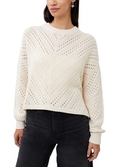 French Connection Women's Mozart Chevron-Stitch Cropped Cotton Sweater - Classic Cream