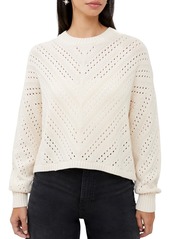 French Connection Women's Mozart Chevron-Stitch Cropped Cotton Sweater - Classic Cream