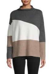 French Connection Women's Patchwork Sweater Light Oatmeal/Taupe Melange/Charcoal Melange M