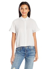 French Connection Women's Polly Plains Frill Blouse  L