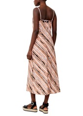 French Connection Women's Printed Gaia Flavia Tie-Back Textured Dress - Mocha Mousse