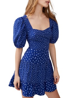 French Connection Women's Printed Puff-Sleeve A-Line Dress - Cobalt