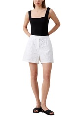 French Connection Women's Rhodes Embroidered Cotton Shorts - Linen White