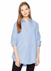 French Connection Women's Rhodes Polin Light Weight Long Sleeve Oversized Shirt  L