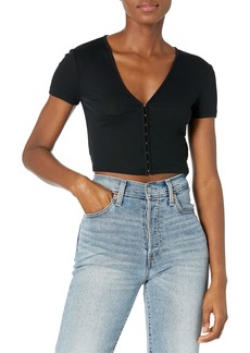 French Connection Women's Sheilla Jersey Hook and Eye Cropped TOP  XS