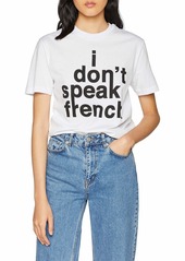 French Connection Women's Short Sleeve Crew Neck French Slogan T-Shirt White/Black M