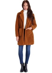 French Connection Womens Teddy Faux Shearling Faux Fur Coat Brown L