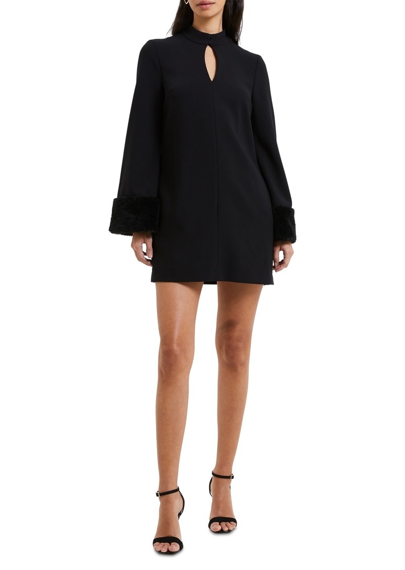 French Connection Women's Whisper Ruth Faux-Fur-Cuff Shift Dress - Black
