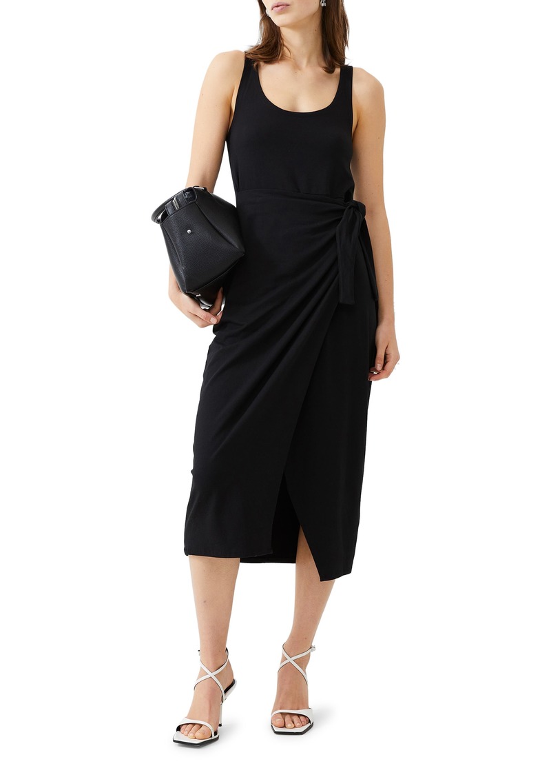 French Connection Zena Jersey Faux Wrap Midi Dress in Black at Nordstrom Rack