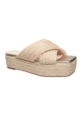 French Connection H Halston Women's Braided Slip On Wedge Sandals - Natural
