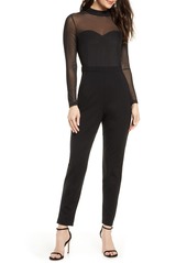 French Connection Leah Mesh & Jersey Jumpsuit