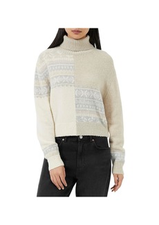 French Connection Magda Womens Fair Isle Colorblock Turtleneck Sweater