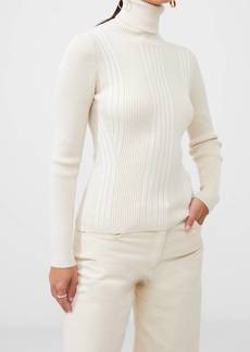 French Connection Mari Roll Neck Jumper Sweater In Cream Multi