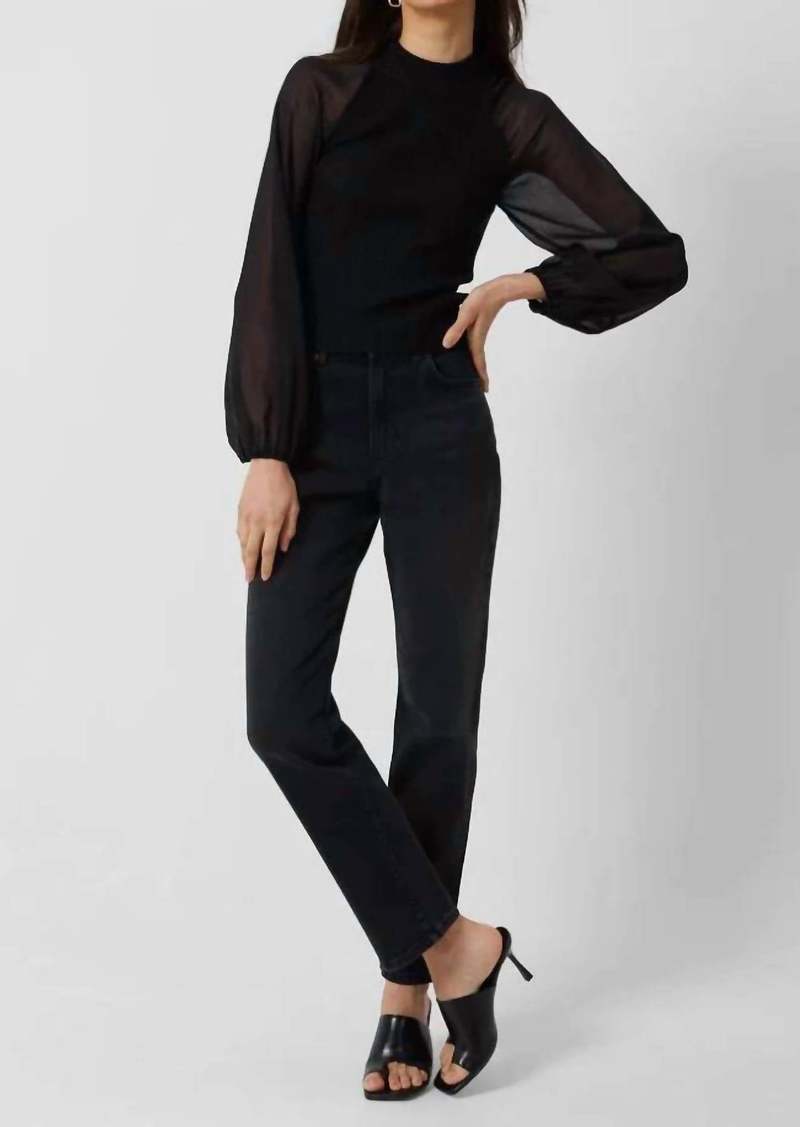 French Connection Melody High Neck Top In Black