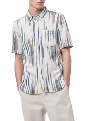 French Connection Handloom Dobby Short Sleeve Button-Up Shirt in Ecru Multi at Nordstrom