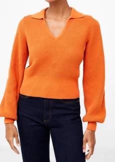 French Connection Mozart V-Neck Collar Sweater In Burnt Orange