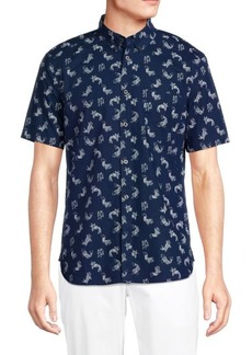 French Connection Printed Short-Sleeve Button Down Shirt